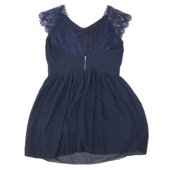 AIMEILI Dress Mini Sheer Navy Lace Lightweight Boho Minimalist Tunic Size XL NWT - Picture 3 of 6